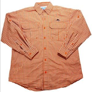 Men’s World Wide Sportsman Long sleeve Fishing Shirt in an orange plaid size M